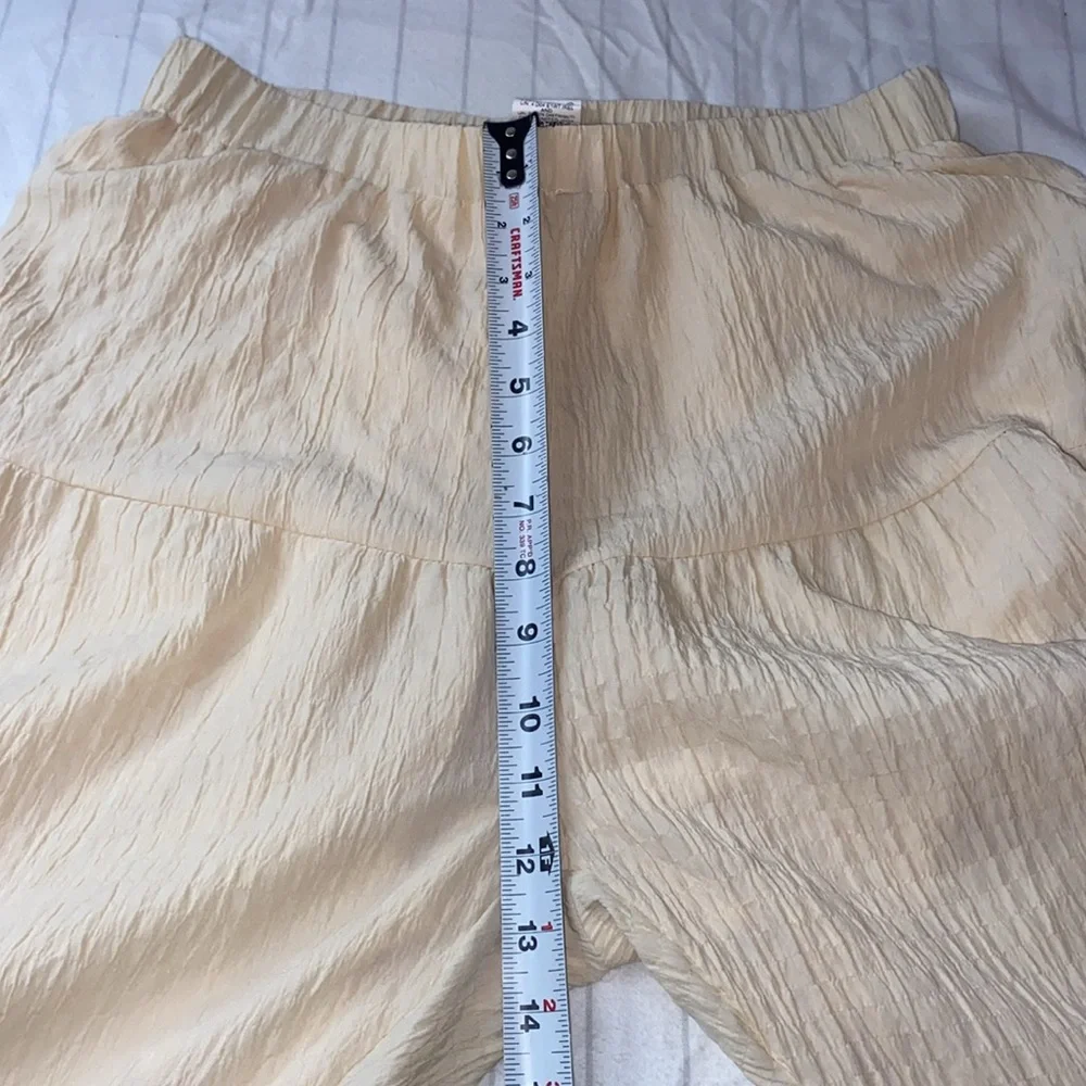 SHEIN Breezaya High Waist Flare‎ Leg Pants Cream Textured Pants, Size Large - Picture 10 of 13